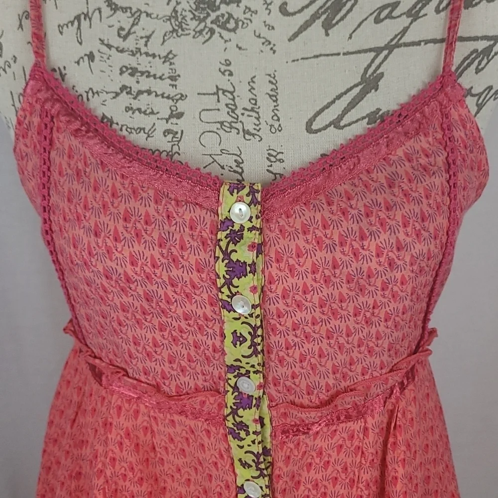 Y2K Vintage Cottagecore Romantic Cami Dress Summer Sundress in Floral Pink Multi - Picture 3 of 8